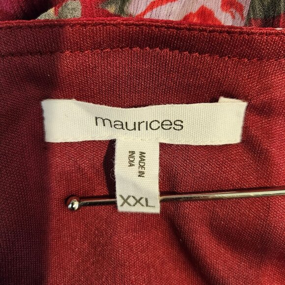 Maurices Floral Burgundy Peplum Blouse XXL Career Feminine peplum office floral - Picture 11 of 14